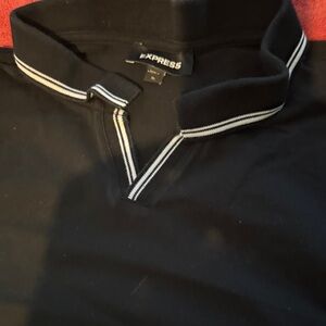 Express Black Polo with White Trim